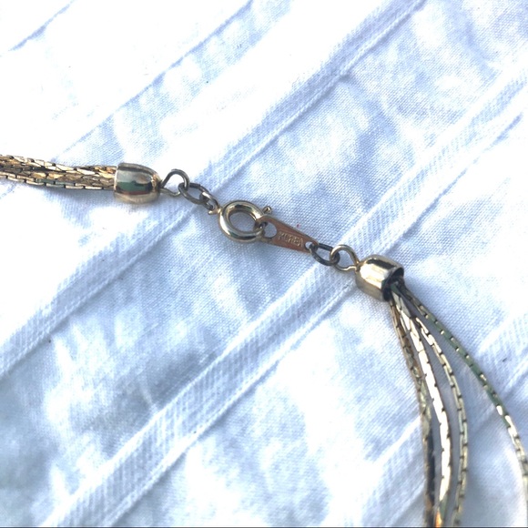 🌻 4 strand gold necklace with multicolor beads, marked - Picture 5 of 5